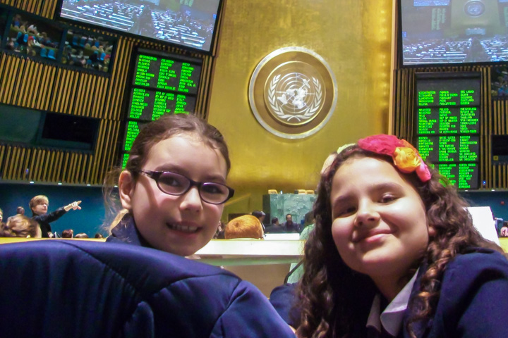 Students at General Assembly Hall, UN Headquarters
