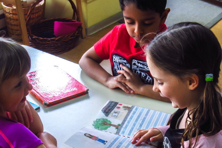 Students reading joyfully