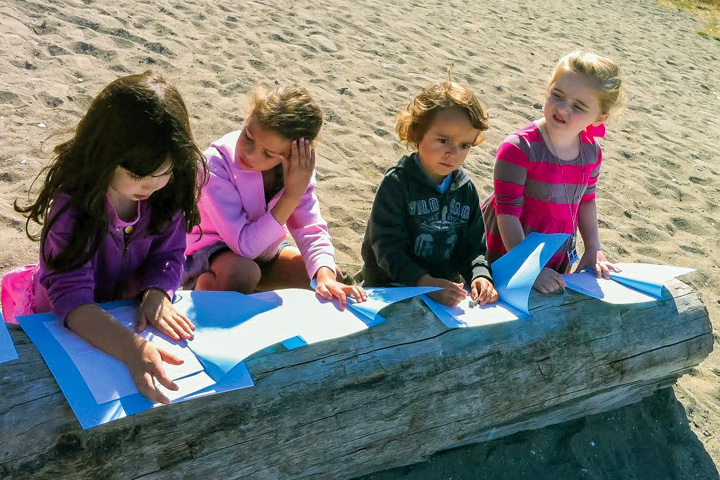 Students at the beach